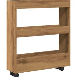 Trolleys*vidaXL Opbergtrolley smal 3-laags bewerkt hout artisanaal eikenkleurig artisian oak