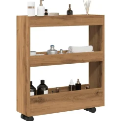 Trolleys*vidaXL Opbergtrolley smal 3-laags bewerkt hout artisanaal eikenkleurig artisian oak