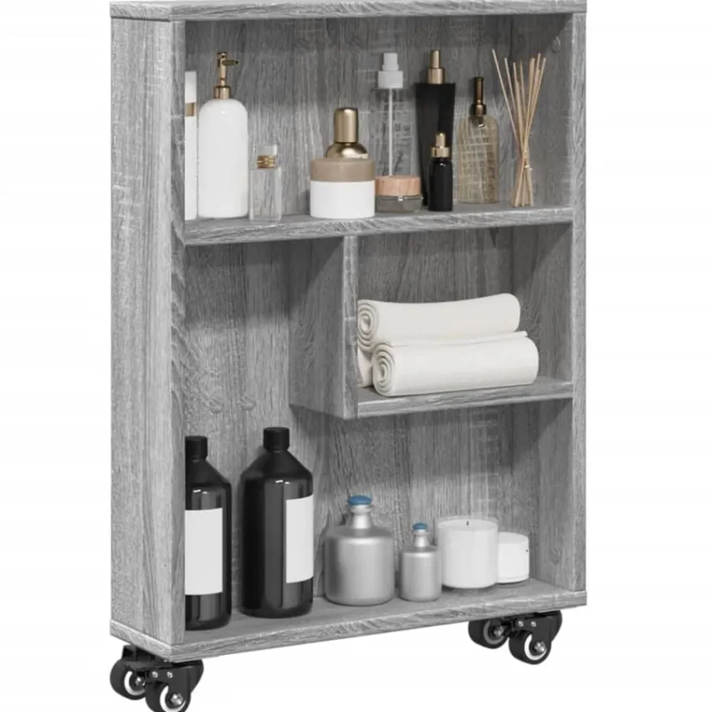 Opbergtrolley smal 48x13x68 cm bewerkt hout eiken>vidaXL Sale