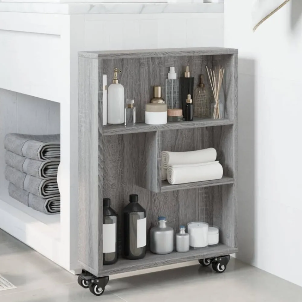 Opbergtrolley smal 48x13x68 cm bewerkt hout eiken>vidaXL Sale