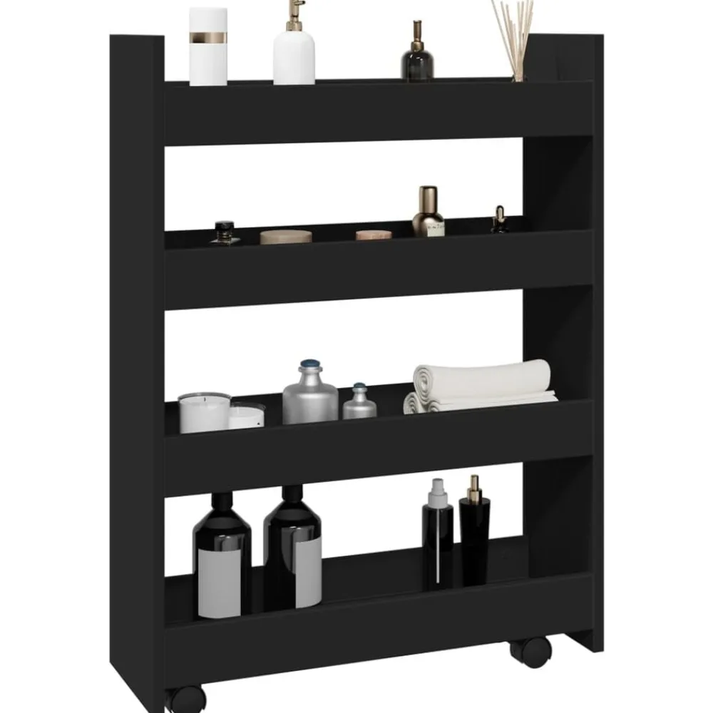 Opbergtrolley smal 4-laags bewerkt hout>vidaXL New