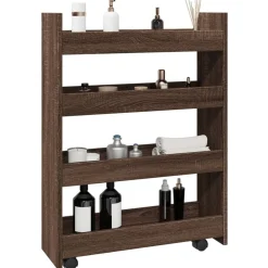 Trolleys*vidaXL Opbergtrolley smal 4-laags bewerkt hout ig bruin eikenkleur