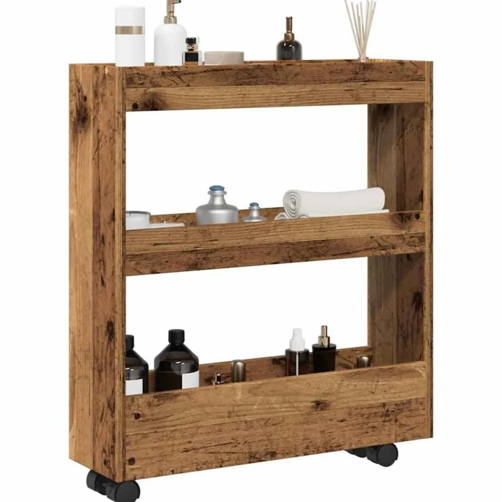 Opbergtrolley smal 3-laags bewerkt hout kleurig>vidaXL Clearance