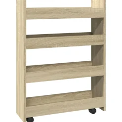 Trolleys*vidaXL Opbergtrolley smal 4-laags bewerkt hout kleurig Sonoma eiken