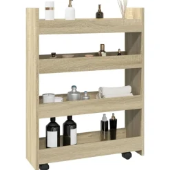 Trolleys*vidaXL Opbergtrolley smal 4-laags bewerkt hout kleurig Sonoma eiken