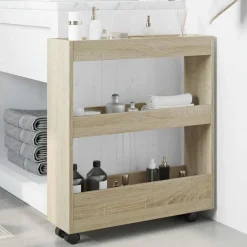Trolleys*vidaXL Opbergtrolley smal 3-laags bewerkt hout kleurig Sonoma eiken