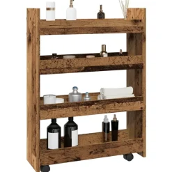 Opbergtrolley smal 4-laags bewerkt hout kleurig>vidaXL Online
