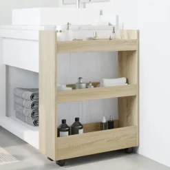 Opbergtrolley smal 3-laags bewerkt hout kleurig><noscript><img width=