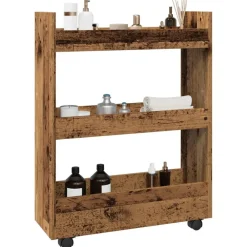 Opbergtrolley smal 3-laags bewerkt hout kleurig>vidaXL Online