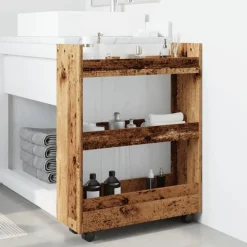 Opbergtrolley smal 3-laags bewerkt hout kleurig><noscript><img width=