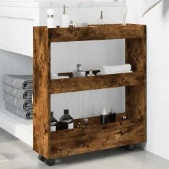 Opbergtrolley smal 3-laags bewerkt hout kleurig><noscript><img width=