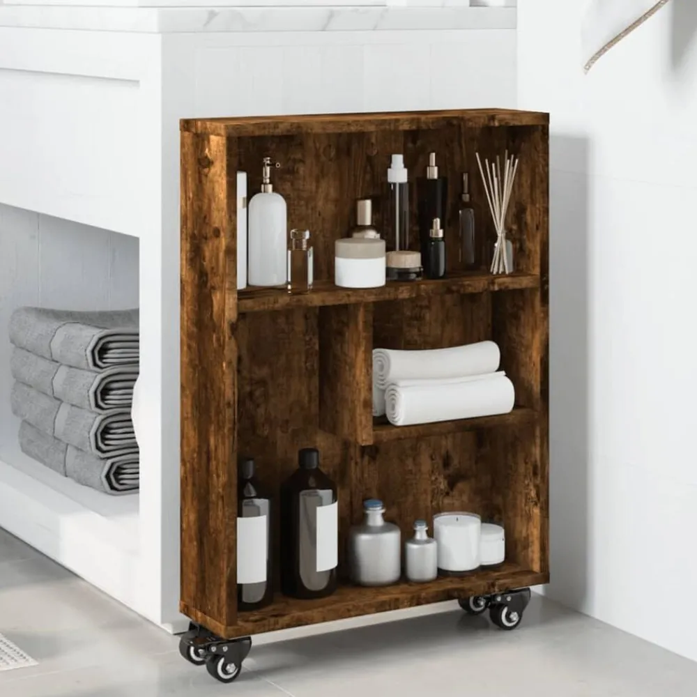 Opbergtrolley smal 48x13x68 cm bewerkt hout kleur>vidaXL Best