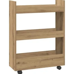 Trolleys*vidaXL Opbergtrolley smal 3-laags bewerkt hout artisanaal eikenkleurig artisian oak