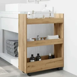 Trolleys*vidaXL Opbergtrolley smal 3-laags bewerkt hout artisanaal eikenkleurig artisian oak
