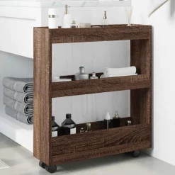 Trolleys*vidaXL Opbergtrolley smal 3-laags bewerkt hout ig bruin eikenkleur