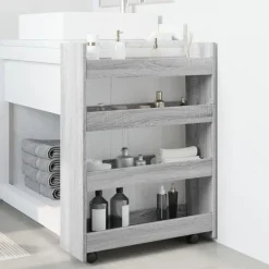 Opbergtrolley smal 4-laags bewerkt hout eiken><noscript><img width=