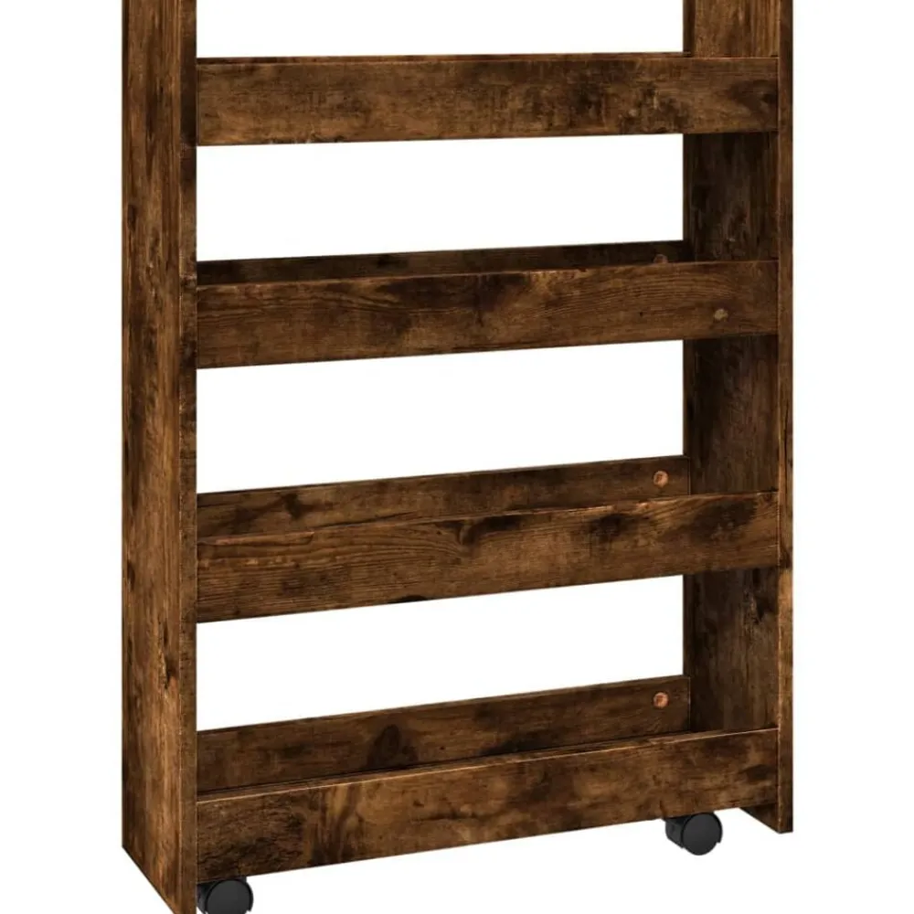 Trolleys*vidaXL Opbergtrolley smal 4-laags bewerkt hout kleurig Gerookt eiken