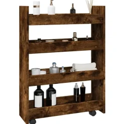 Trolleys*vidaXL Opbergtrolley smal 4-laags bewerkt hout kleurig Gerookt eiken