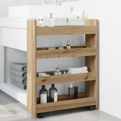Opbergtrolley smal 4-laags bewerkt hout artisanaal eikenkleurig>vidaXL Sale