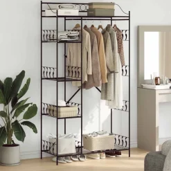 Open Kledingkast met plank Zwart 101 x 43 x 188 cm Staal>vidaXL Sale