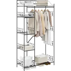 Open Kledingkast met plank Zwart 101 x 43 x 188 cm Staal><noscript><img width=