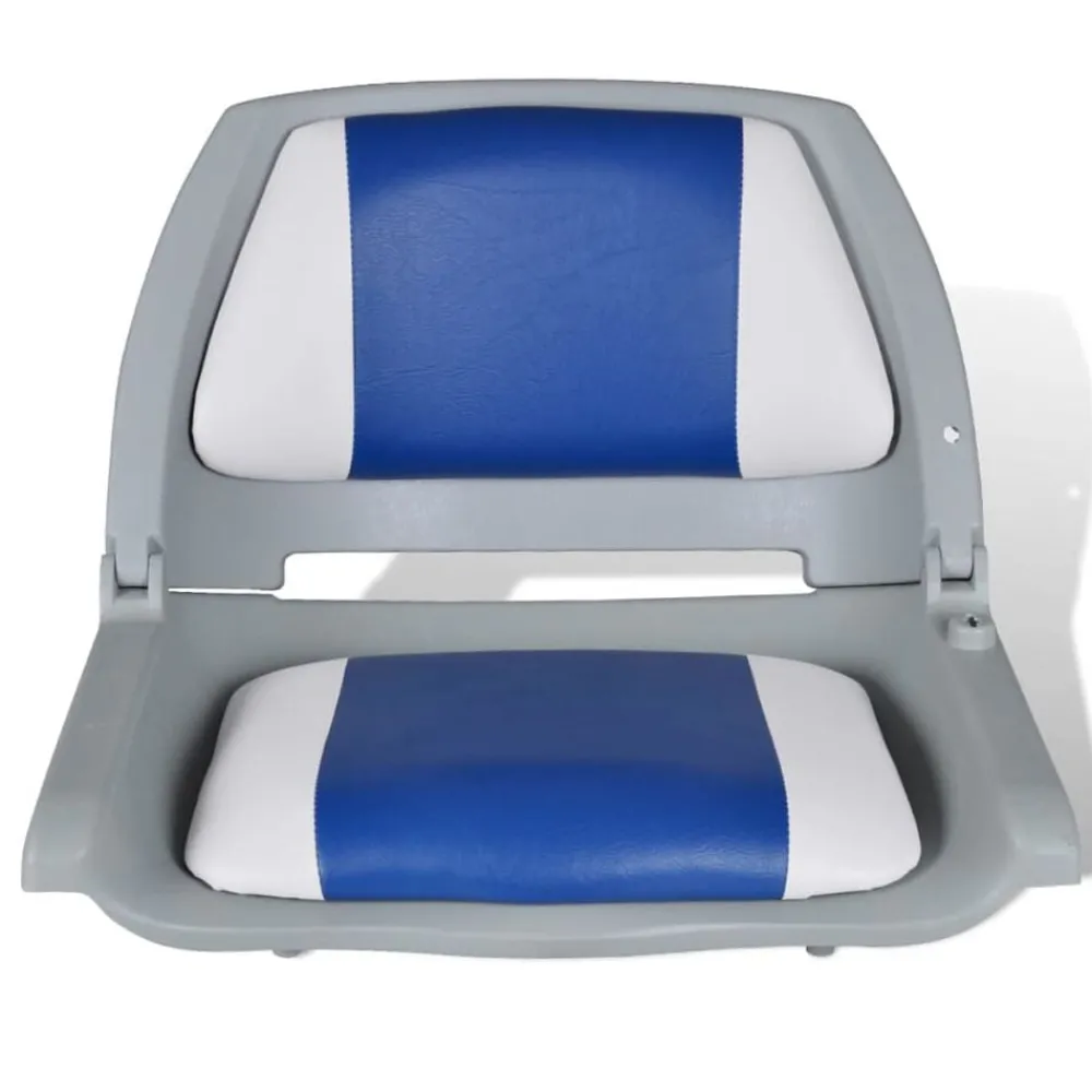 Opklapbare bootstoel met blauw-wit kussen 48x51x41 cm>vidaXL Discount