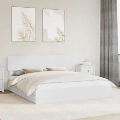 Bedden & Accessoires*vidaXL Opslag bed met hoofdeinde 180 x 200 cm Bewerkt hout Wit