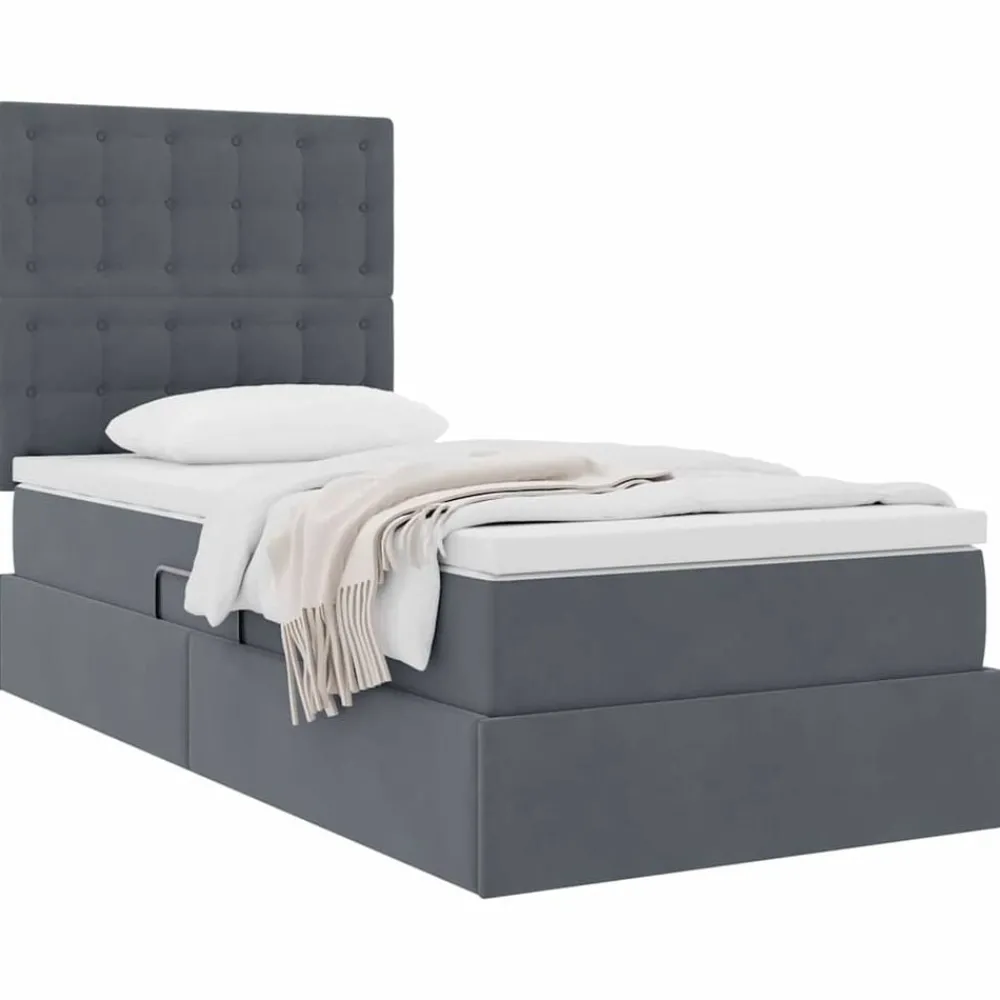 Bedden & Accessoires*vidaXL Opslag bed met matras 90 x 190 cm Fluweel Donkergrijs