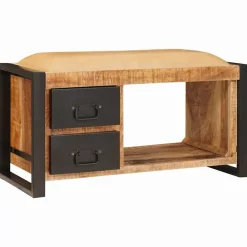 Bankjes*vidaXL Opslagbank met lade Bruin 80 x 35 x 40 cm Massief mangohout Naturel