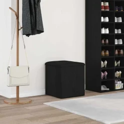 Bankjes*vidaXL Opslagbank met opslag 42 x 42 x 45 cm Bewerkt hout Zwart eiken