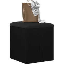 Bankjes*vidaXL Opslagbank met opslag 42 x 42 x 45 cm Bewerkt hout Zwart eiken