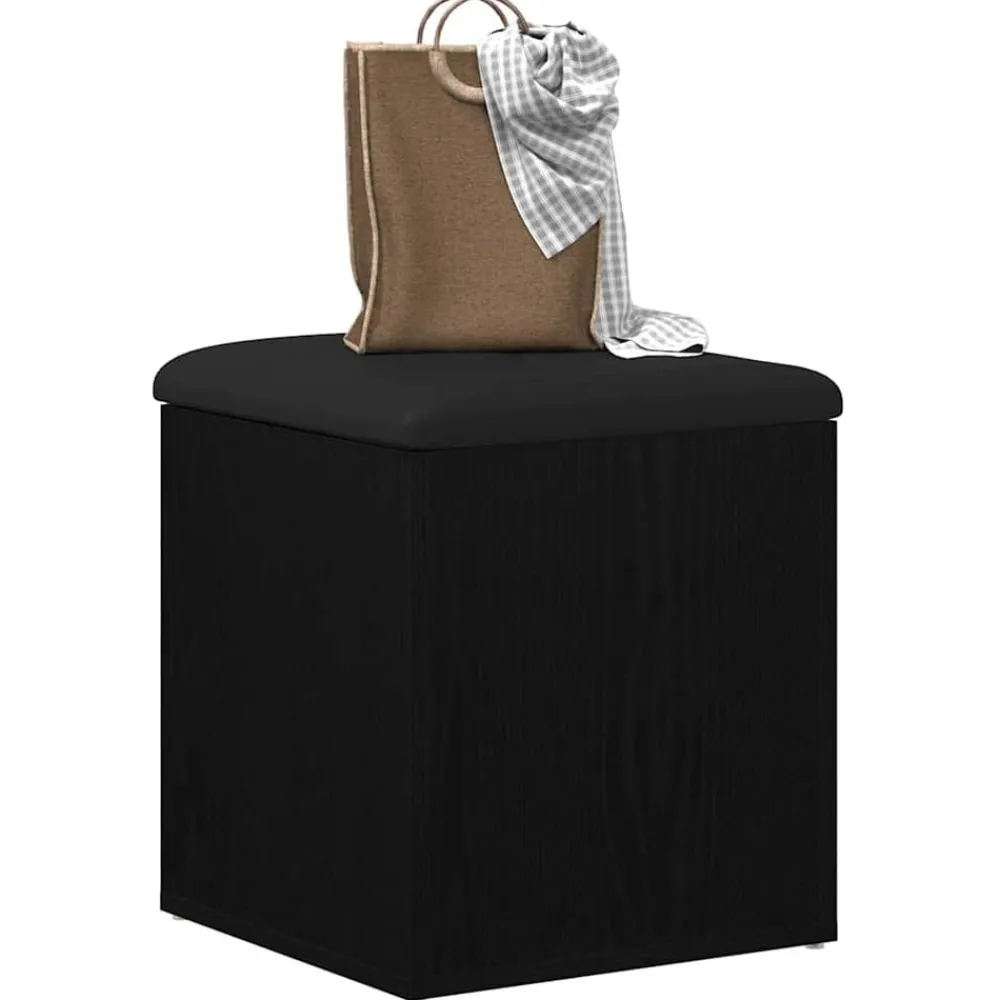 Bankjes*vidaXL Opslagbank met opslag 42 x 42 x 45 cm Bewerkt hout Zwart eiken