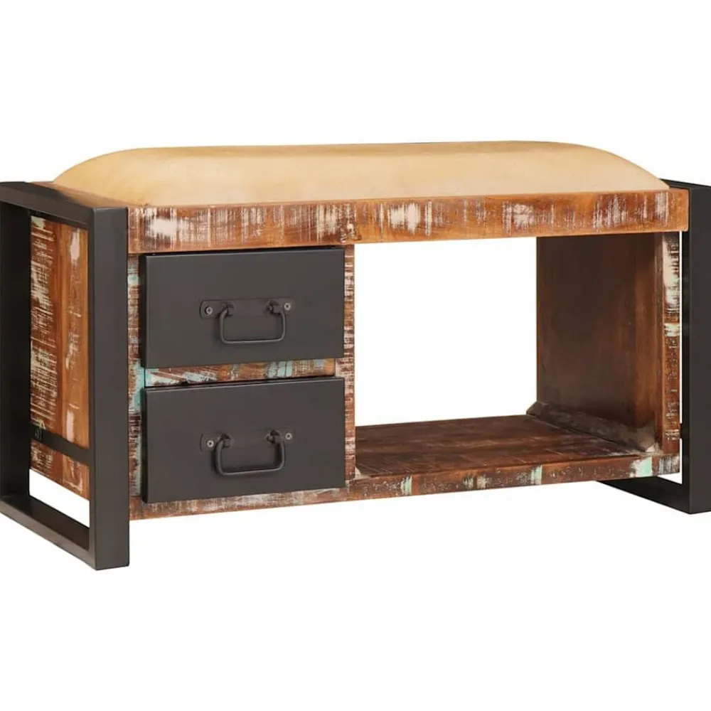 Bankjes*vidaXL Opslagbank 80 x 35 x 40 cm Massief gerecycled hout Multikleur