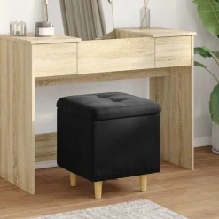 Stoelen*vidaXL Opslagottoman met kussen 40 x 40 x 45 cm Fluweel Zwart