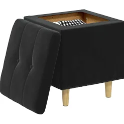Stoelen*vidaXL Opslagottoman met kussen 40 x 40 x 45 cm Fluweel Zwart