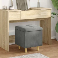 Stoelen*vidaXL Opslagottoman met kussen 40 x 40 x 45 cm Fluweel Donkergrijs