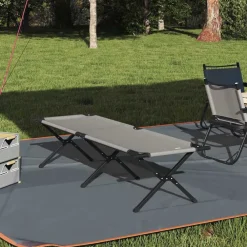 Buitensport*vidaXL Opvouwbaar Camping Bed 193 x 69 x 45 cm Oxford stof Grijs