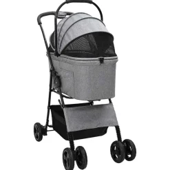 Huisdierbenodigdheden*vidaXL Opvouwbare Huisdierenwagen 81 x 47 x 99 cm Polyester Grijs