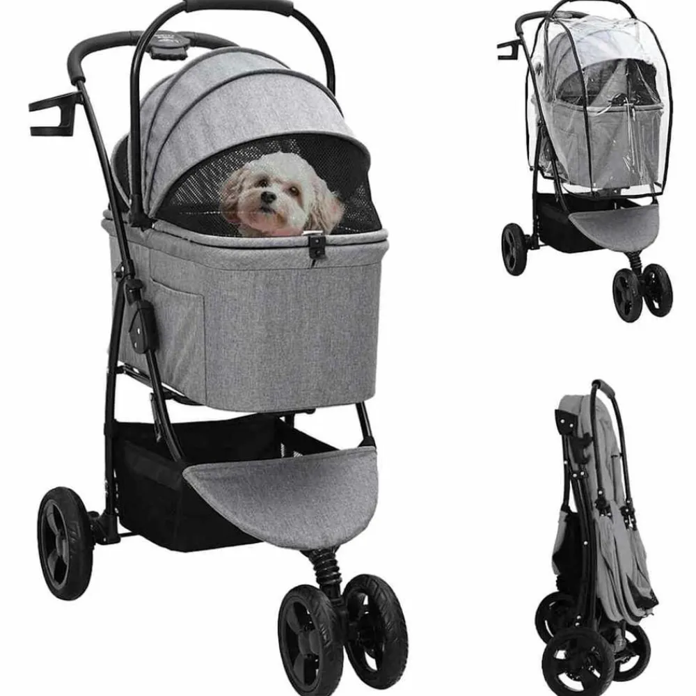 Huisdierbenodigdheden*vidaXL Opvouwbare Huisdierenwagen 78 x 54 x 101 cm Polyester Grijs