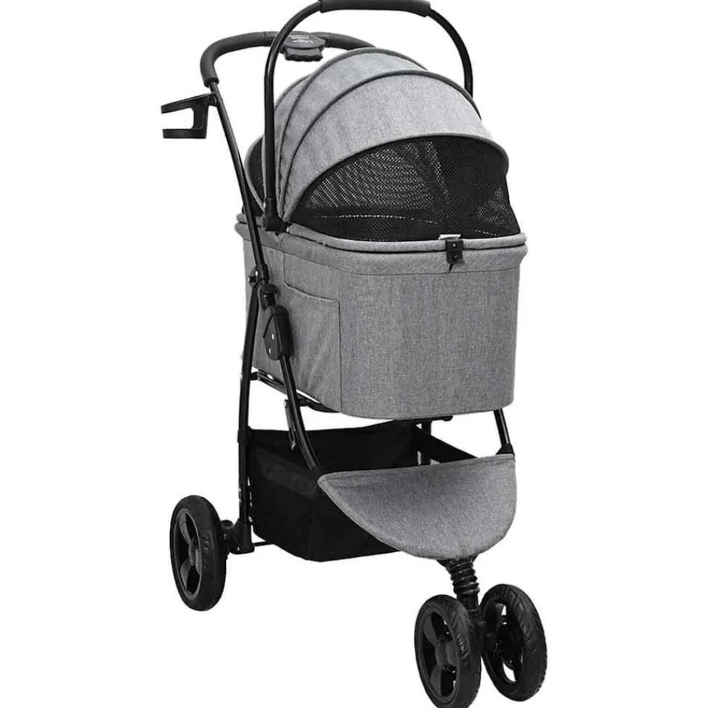 Huisdierbenodigdheden*vidaXL Opvouwbare Huisdierenwagen 78 x 54 x 101 cm Polyester Grijs