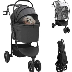 Huisdierbenodigdheden*vidaXL Opvouwbare Huisdierenwagen 78 x 54 x 101 cm Polyester Zwart
