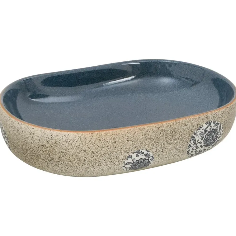Opzetwasbak ovaal 59x40x14 cm keramiek zandkleurig en blauw>vidaXL Outlet
