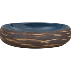 Opzetwasbak ovaal 59x40x15 cm keramiek bruin en blauw><noscript><img width=