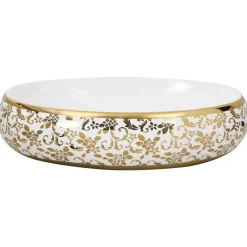 Sanitair & Loodgietersbenodigdheden*vidaXL Opzetwasbak ovaal 59x40x15 cm keramiek Wit en goud