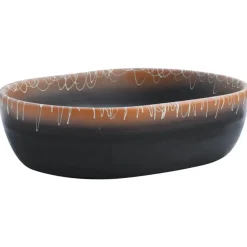 Sanitair & Loodgietersbenodigdheden*vidaXL Opzetwasbak ovaal 47x33x13 cm keramiek Zwart en oranje