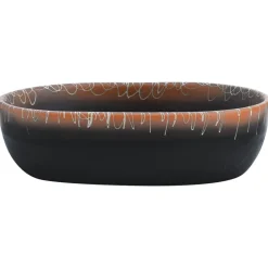 Sanitair & Loodgietersbenodigdheden*vidaXL Opzetwasbak ovaal 47x33x13 cm keramiek Zwart en oranje