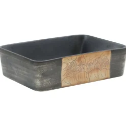 Sanitair & Loodgietersbenodigdheden*vidaXL Opzetwasbak rechthoekig 46x35,5x13 cm keramiek Zwart en bruin