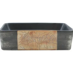 Sanitair & Loodgietersbenodigdheden*vidaXL Opzetwasbak rechthoekig 46x35,5x13 cm keramiek Zwart en bruin