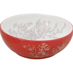 Sanitair & Loodgietersbenodigdheden*vidaXL Opzetwasbak rond Φ41x14 cm keramiek Wit en rood