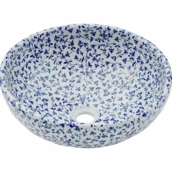Sanitair & Loodgietersbenodigdheden*vidaXL Opzetwasbak rond Φ41x14 cm keramiek wit en Blauw